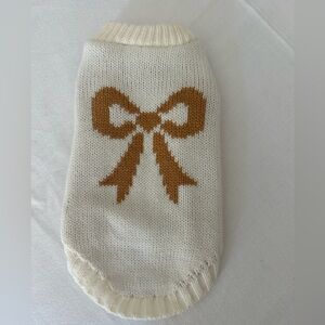 Top Paw Cream Dog Sweater with Brown Bow